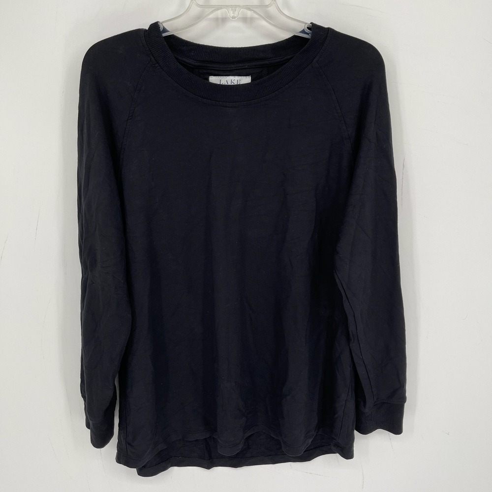 LAKE Women's Black Modal Stretch Crewneck Raglan Sleeve Pullover Top Size XL